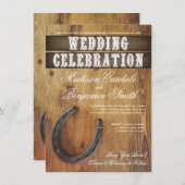 Land Western Hoefijzer Rustic Wedding Invites Kaart (Voorkant / Achterkant)