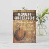 Land Western Hoefijzer Rustic Wedding Invites Kaart (Staand voorkant)