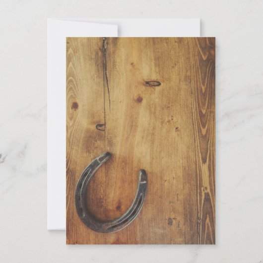 Land Western Hoefijzer Rustic Wedding Invites Kaart (Achterkant)