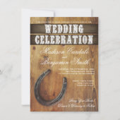 Land Western Hoefijzer Rustic Wedding Invites Kaart (Voorkant)