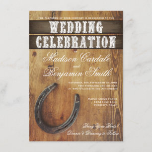 Land Western Hoefijzer Rustic Wedding Invites Kaart