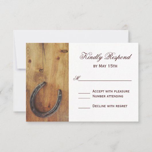 Land Western Hoefijzer Rustic Wedding RSVP-kaart RSVP Kaartje (Voorkant)
