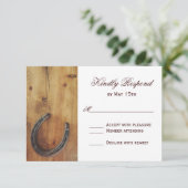 Land Western Hoefijzer Rustic Wedding RSVP-kaart RSVP Kaartje (Staand voorkant)