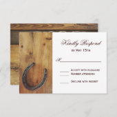 Land Western Hoefijzer Rustic Wedding RSVP-kaart RSVP Kaartje (Voorkant / Achterkant)