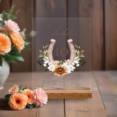 Land Western Hoefijzer Waterverf Floral Crest Acryl Bord