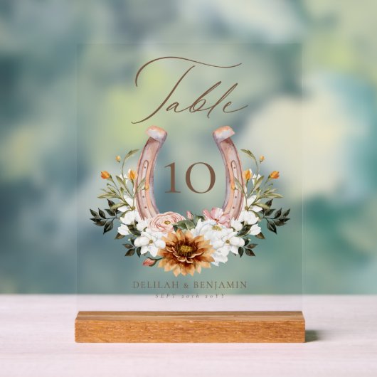 Land Western Hoefijzer Waterverf Floral Crest Acryl Bord (Neutraal)