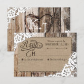 Land Western hout Rustic RSVP-kaart RSVP Kaartje (Voorkant / Achterkant)