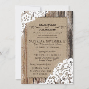 Land Western hout Rustic Wedding Kaart