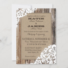 Land Western hout Rustic Wedding Kaart