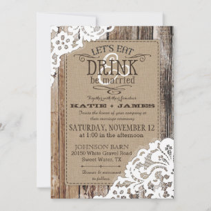 Land Western hout Rustic Wedding Kaart