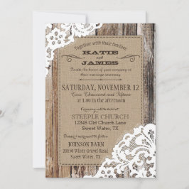 Land Western hout Rustic Wedding Kaart