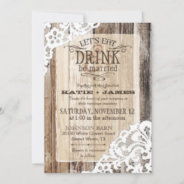 Land Western hout Rustic Wedding Kaart