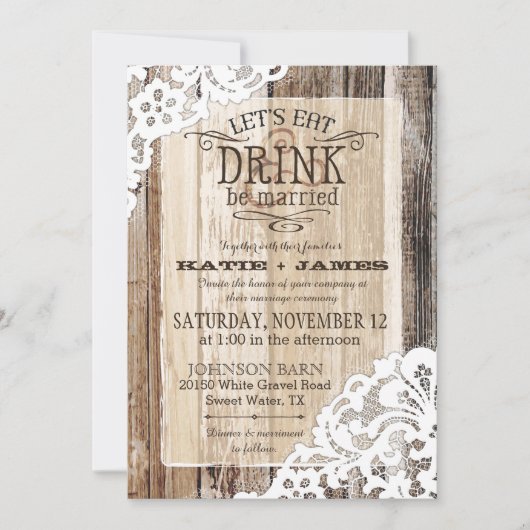 Land Western hout Rustic Wedding Kaart (Voorkant)
