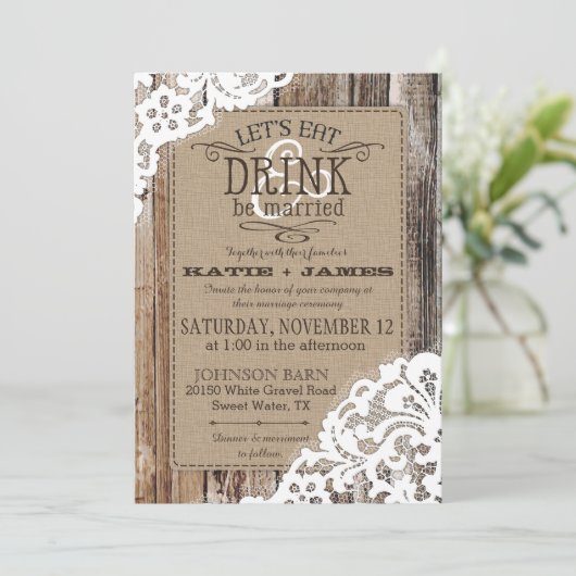 Land Western hout Rustic Wedding Kaart (Staand voorkant)