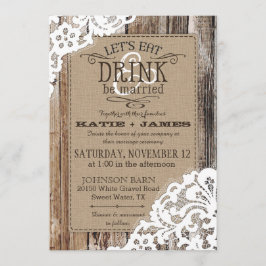 Land Western hout Rustic Wedding Kaart