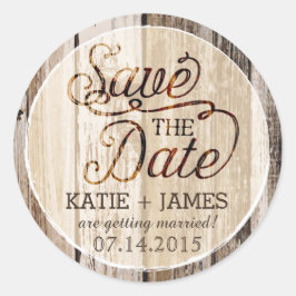 Land Western Hout Rustiek Save the Date Label