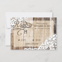 Land Western Houten Kant Rustieke RSVP-Kaart RSVP Kaartje