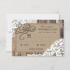 Land Western Houten Kant Rustieke RSVP-Kaart RSVP Kaartje