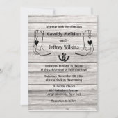 Land Western huwelijk Cowboy Boots Rustic Wood Kaart (Voorkant)