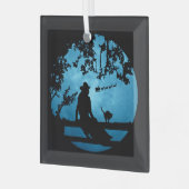 Land Western kerstmeisje en Santa Fun Glas Ornament (Voorkant links)