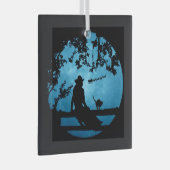 Land Western kerstmeisje en Santa Fun Glas Ornament (Voorkant Rechts)