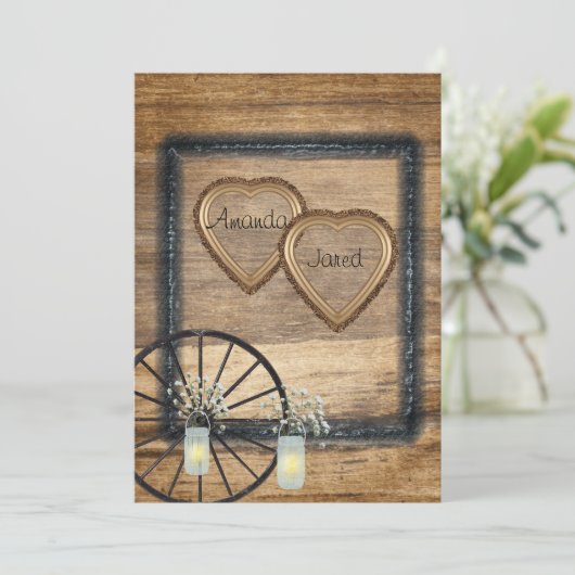 Land Western, Mason Jars, Huwelijksuitnodiging Kaart (Staand voorkant)