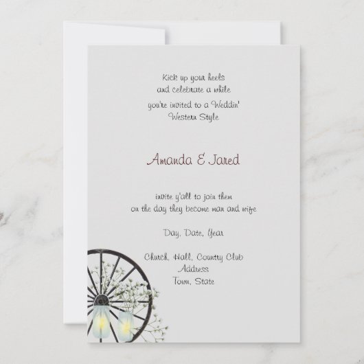 Land Western, Mason Jars, Huwelijksuitnodiging Kaart (Achterkant)