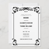 Land Western Minimaal Zwart Wit Formele Bruiloft Kaart (Voorkant)