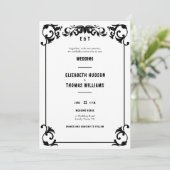 Land Western Minimaal Zwart Wit Formele Bruiloft Kaart (Staand voorkant)