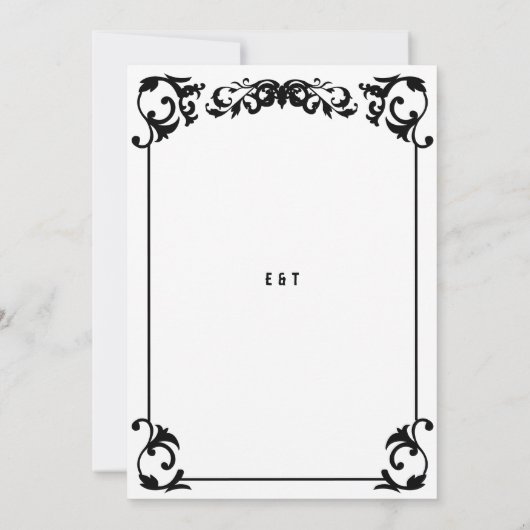 Land Western Minimaal Zwart Wit Formele Bruiloft Kaart (Achterkant)