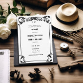 Land Western Minimaal Zwart Wit Formele Bruiloft Kaart