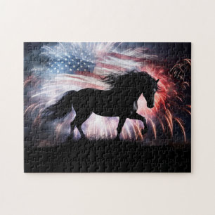 Land Western Paard en Vlag Legpuzzel