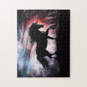 Land Western Paard en Vlag Legpuzzel (Verticaal)