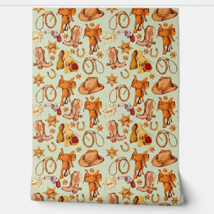 Land Western Paardrijden Cowboy Gear Behang