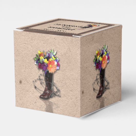 Land Western prikkeldraad bruiloft gunst doos Bedankdoosjes (Voorkant Zijde)