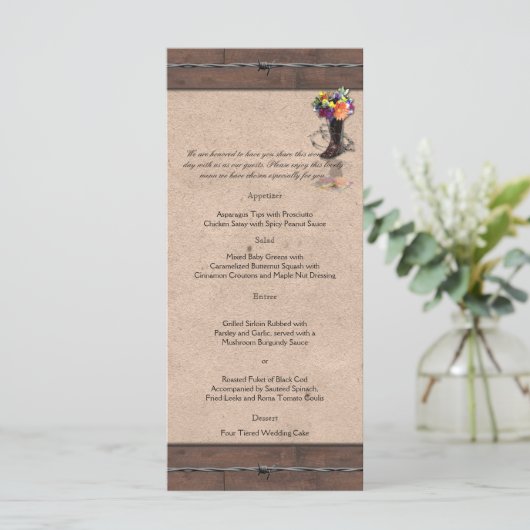 Land Western prikkeldraad bruiloft Menu (Staand voorkant)