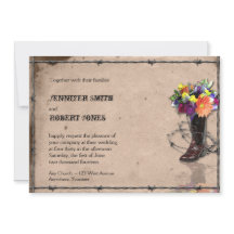 Land Western prikkeldraad bruiloft uitnodiging