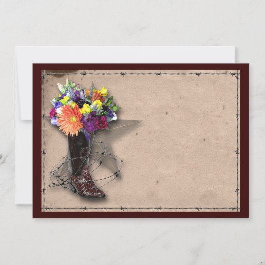 Land Western prikkeldraad bruiloft uitnodiging (Achterkant)