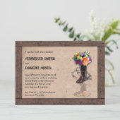 Land Western prikkeldraad bruiloft uitnodiging v2 (Staand voorkant)