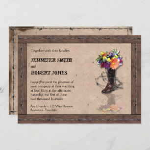 Land Western prikkeldraad bruiloft uitnodiging v2