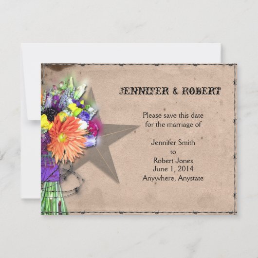 Land Western prikkeldraad Save the Date (Voorkant)