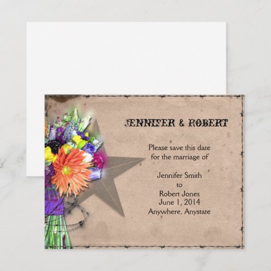 Land Western prikkeldraad Save the Date (Voorkant / Achterkant)