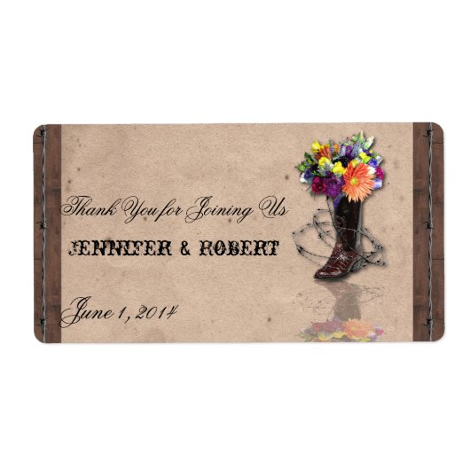 Land Western prikkeldraad water flesje label (Voorkant)