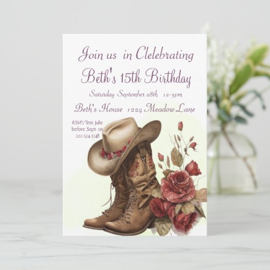 Land Western, Rozen, 15e Verjaardag Kaart (Staand voorkant)