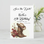 Land Western, Rozen, 15e Verjaardag Save The Date (Staand voorkant)