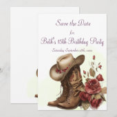 Land Western, Rozen, 15e Verjaardag Save The Date (Voorkant / Achterkant)