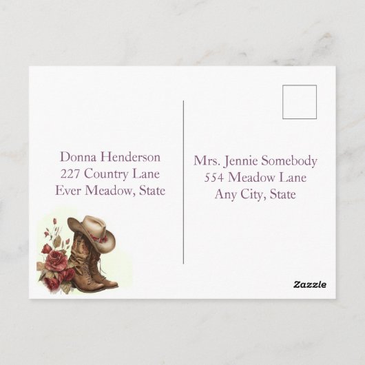 Land Western, Rozen, 15e verjaardagsuitnodiging Briefkaart (Achterkant)