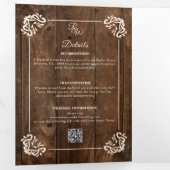 Land Western Rustiek Hout Formele Trifold Bruiloft Drieluik Uitnodiging (Binnenzijde eerst)