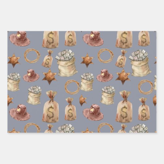 Land Western Rustiek Inpakpapier Set van 3 (Voorkant 3)