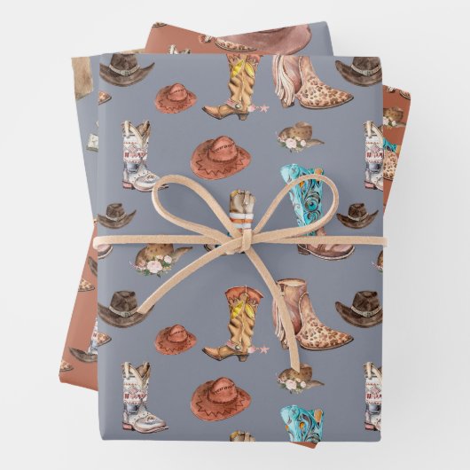 Land Western Rustiek Inpakpapier Set van 3 (In situ)